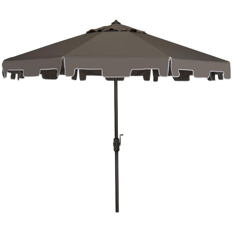 Zimmerman 9 Ft Gray Polyester Market Umbrella with White Trim