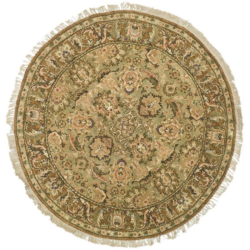 Vera Wool Oriental Area Rug in Light Green/Gold