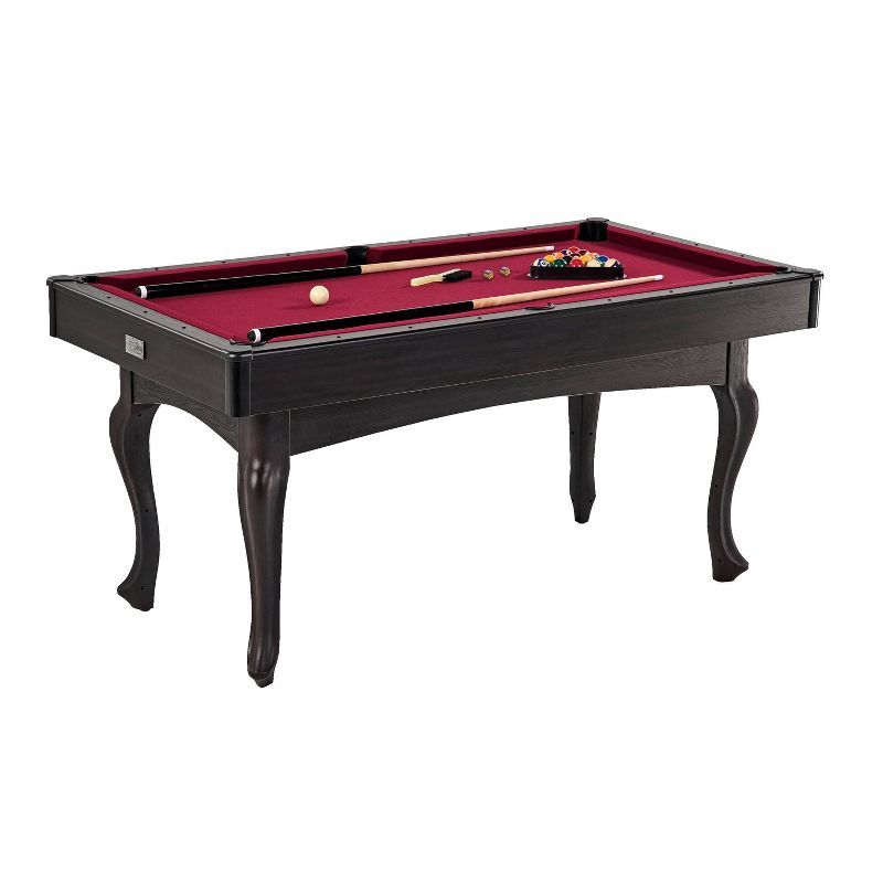 Barrington 66" Dark Wood Grain Billiard Table with Red Velvet Cloth