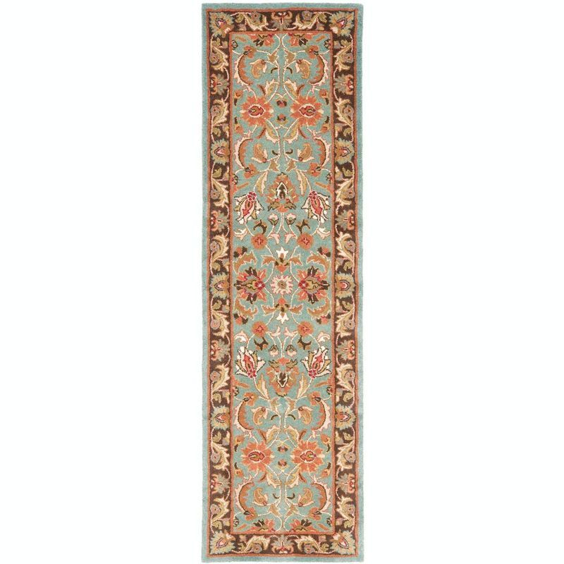 Heritage Blue and Brown Hand-Tufted Wool Runner Rug, 2'3" x 18'