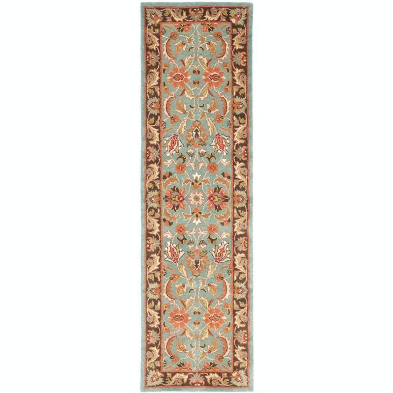 Elegant Heritage Blue and Brown Hand-Tufted Wool Runner Rug