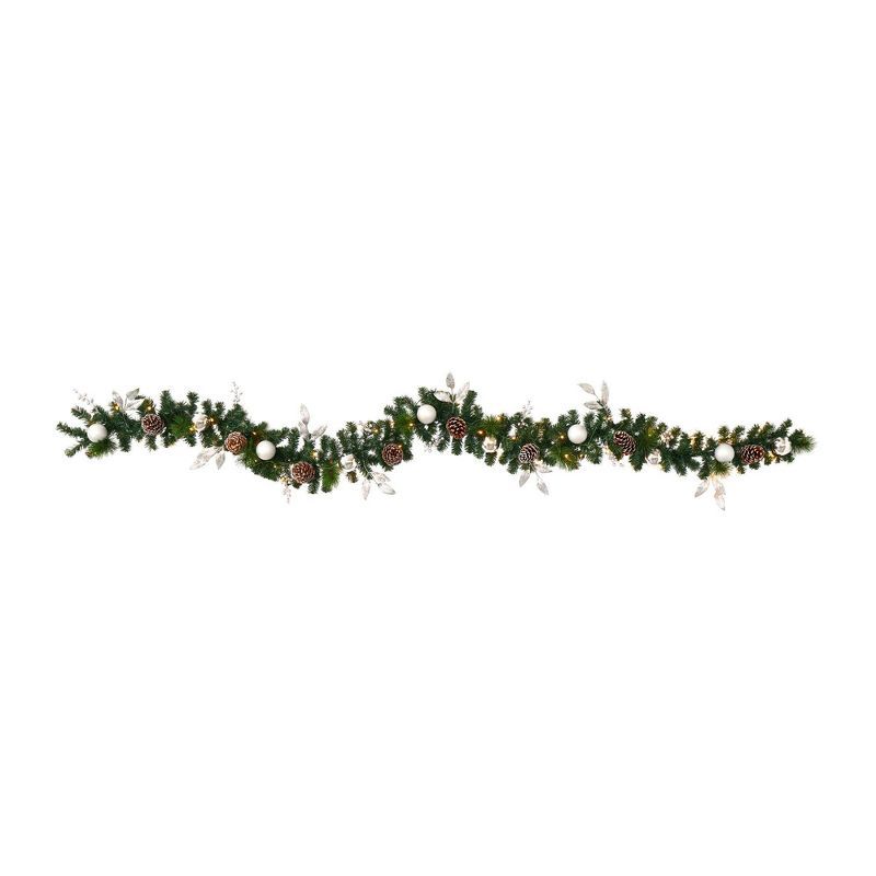 Luminous Pinecone and Ornament 9' Winter Garland with LED Lights