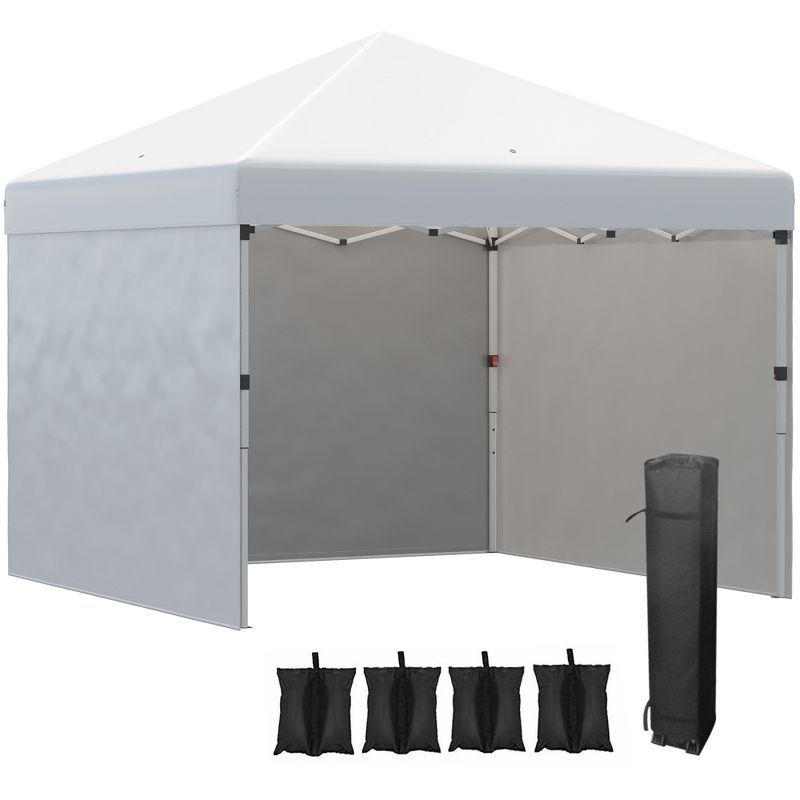 Cream 10ft Adjustable Pop-Up Canopy with Sidewalls