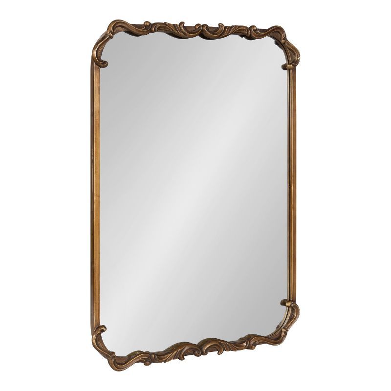 Brazelton Ornate Gold Rectangular Wall Mirror, 20x27