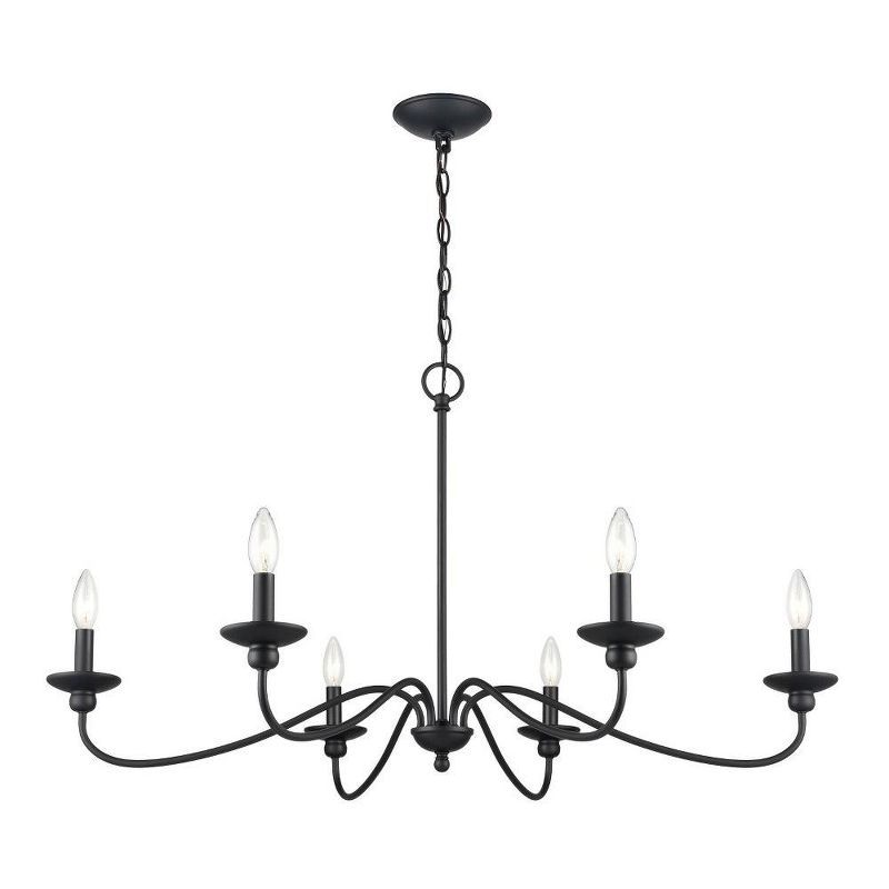 Delvona Matte Black 6-Light Chandelier with Incandescent Bulbs