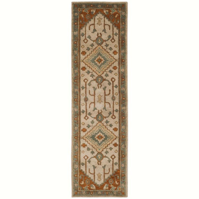 Heritage Light Blue and Rust Wool Hand-Tufted Runner Rug