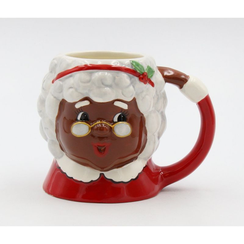 Festive African American Mrs. Claus Ceramic Christmas Mug