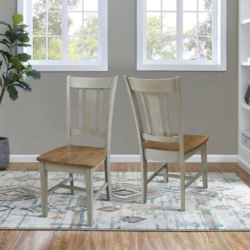 Elegant White Rubberwood Slat-Back Dining Chairs, Set of 2