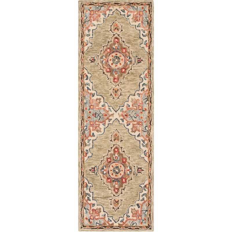 Aspen Sage and Brown Hand Tufted Wool Runner Rug