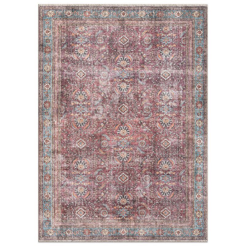 Red and Multi Synthetic Flat Woven Washable 10' x 14' Area Rug