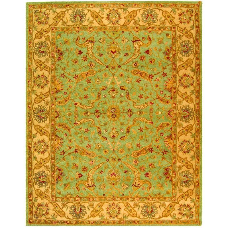 Heirloom Teal & Beige Hand-Tufted Wool Rug - 7'6" x 9'6"