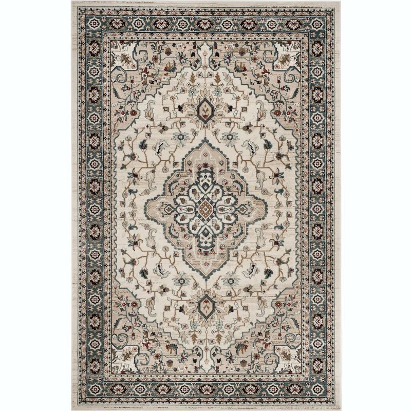 Gray and Cream 8' x 10' Synthetic Traditional Area Rug