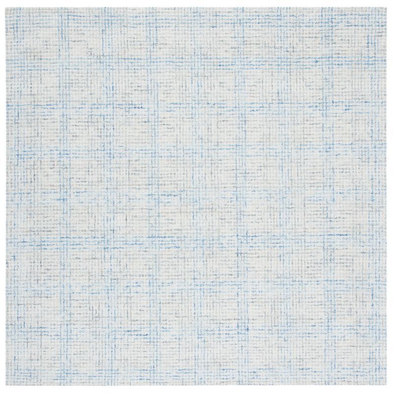 Ivory and Beige Tufted Wool Abstract Square Rug