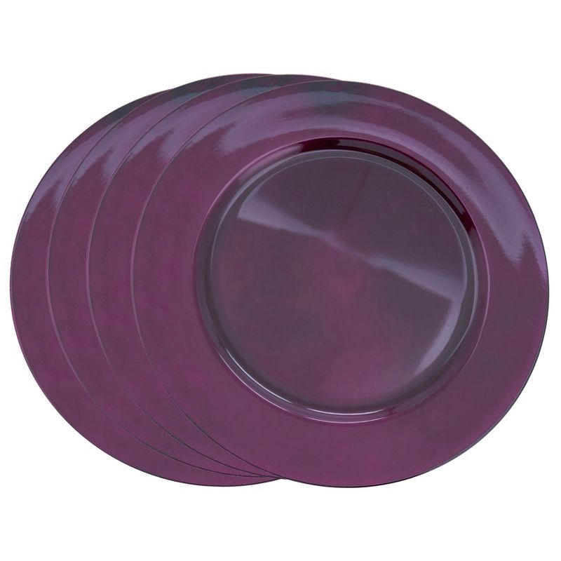 Eggplant Round Classic Design Charger Plates, Set of 4