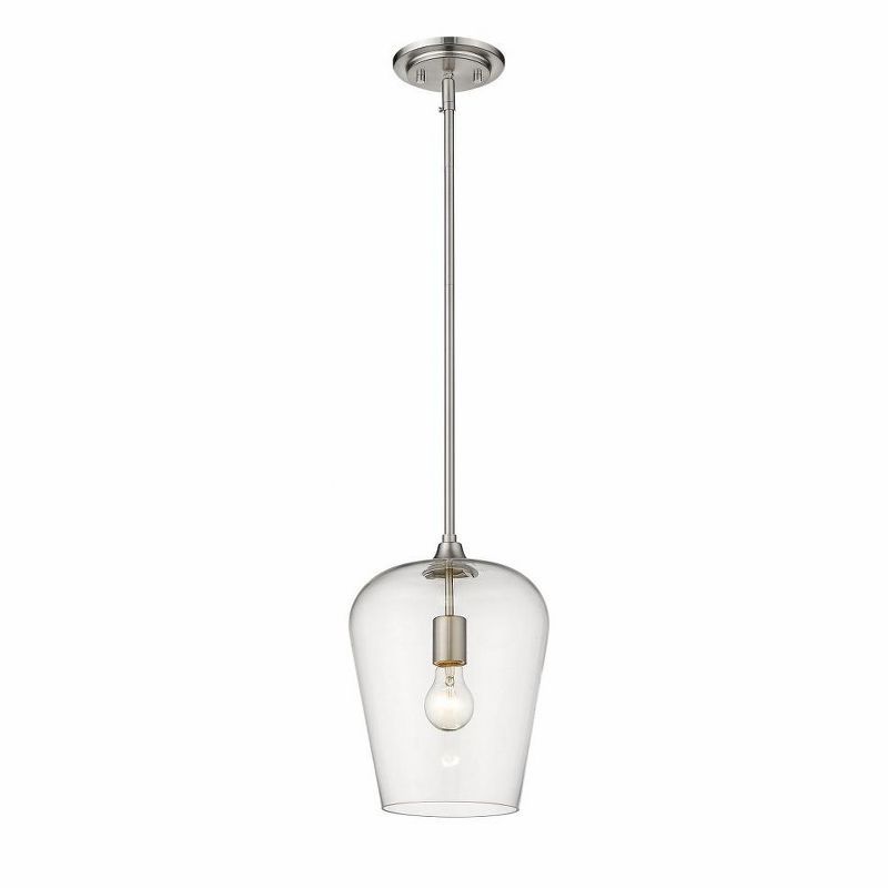 Joliet Brushed Nickel and Glass 12.25" Pendant Light