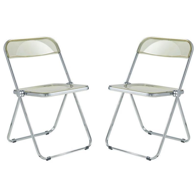 Amber Armless Metal Folding Chair Set with Acrylic Seat