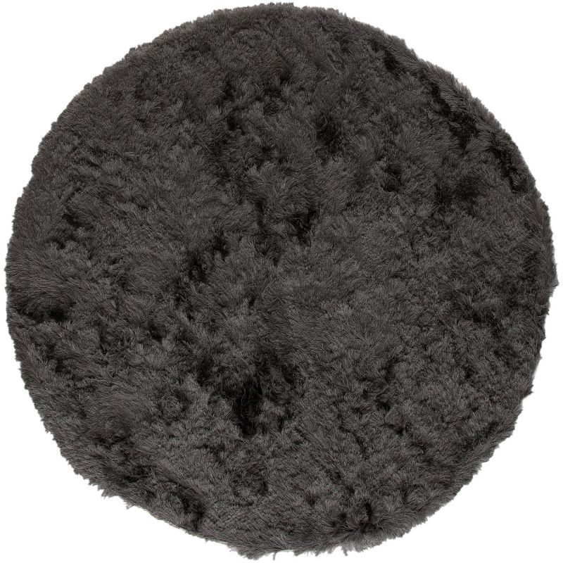 Titanium Round Hand-Tufted Shag Area Rug