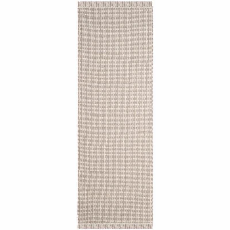 Ivory and Grey Handwoven Cotton Runner Rug, 2'3" x 6'