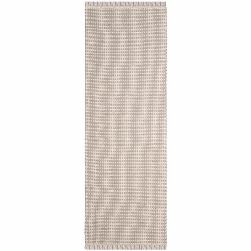 Ivory and Grey Handwoven Cotton Runner Rug, 2'3" x 6'