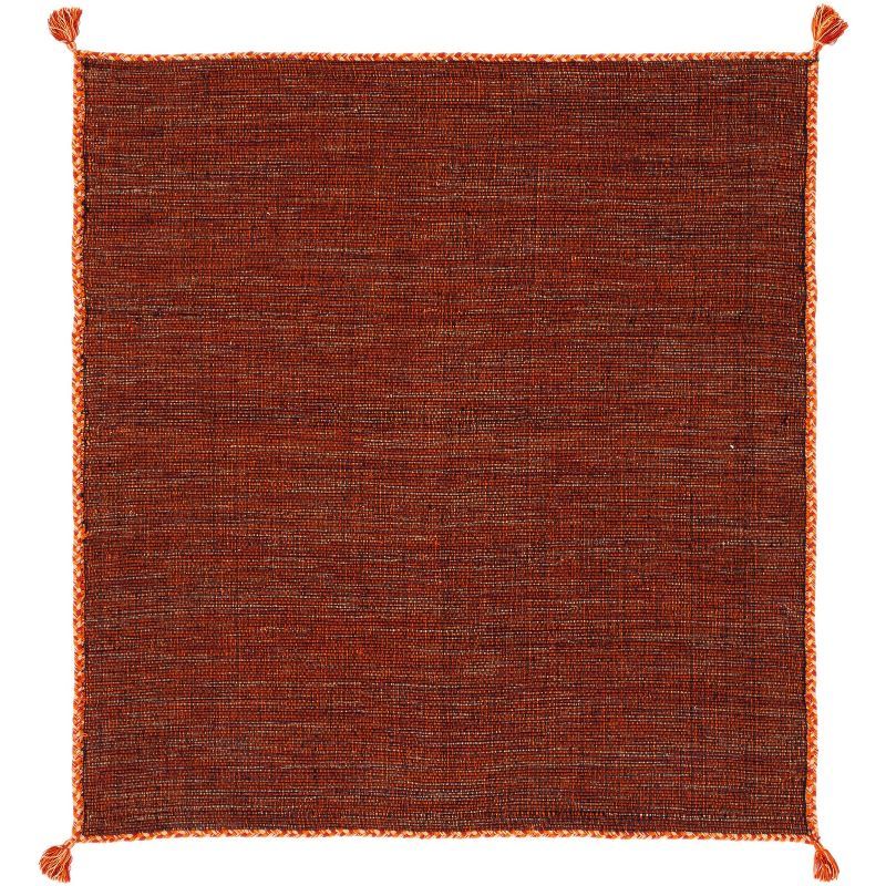 Montauk Ikat Tie-Dye Effect Orange & Black Cotton 5' Square Rug