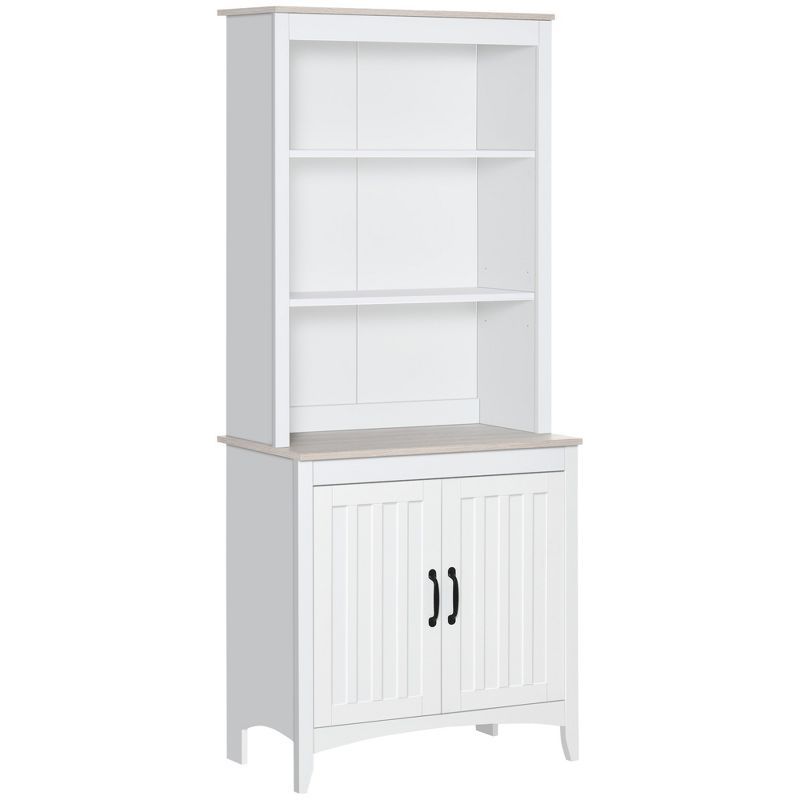 White Freestanding Kitchen Hutch with Adjustable Shelves