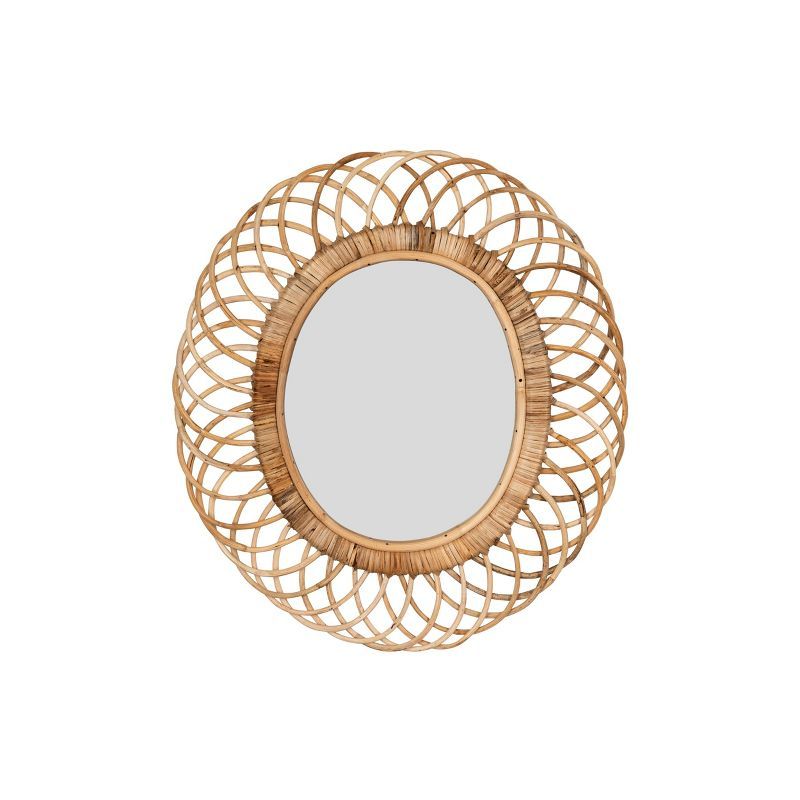 Natural Bamboo Oval Full-Length Wall Mirror