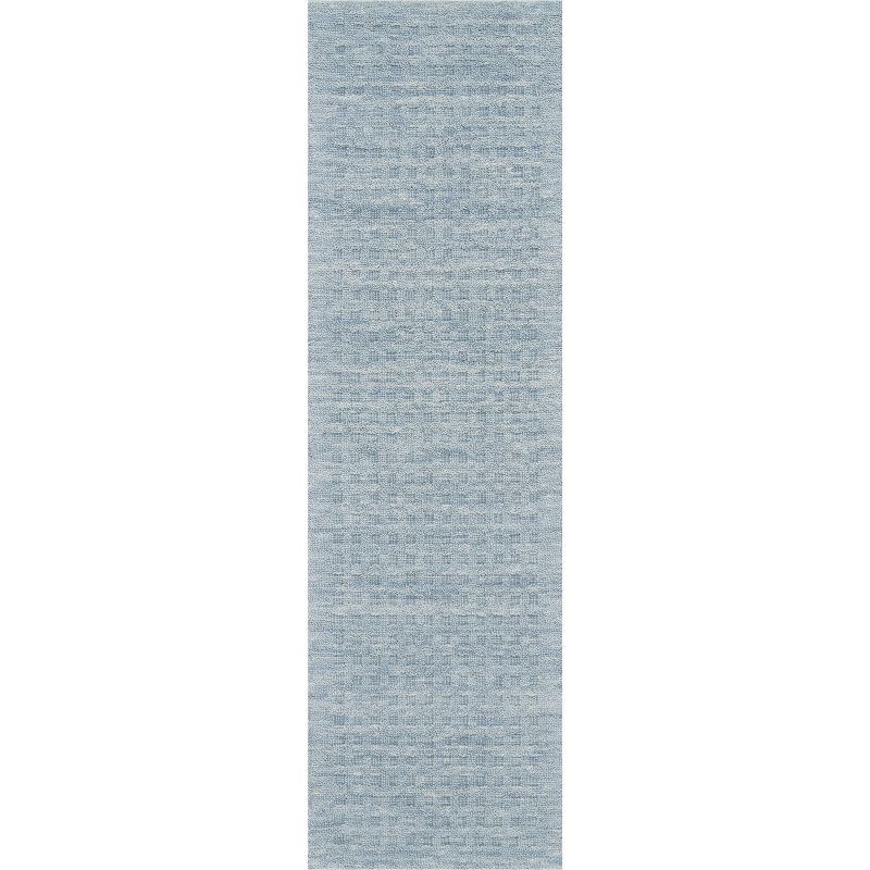 Artisan Sky Blue Wool Textured 27" x 96" Runner Rug