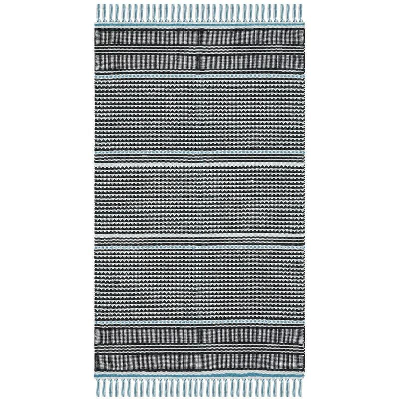 Turquoise Cascade Hand-Woven Cotton 8' x 10' Area Rug