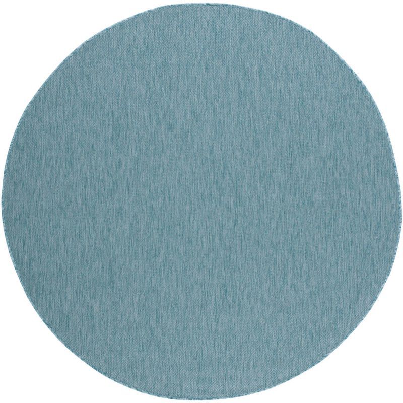 Aqua Round Flat Woven Synthetic Non-slip Rug