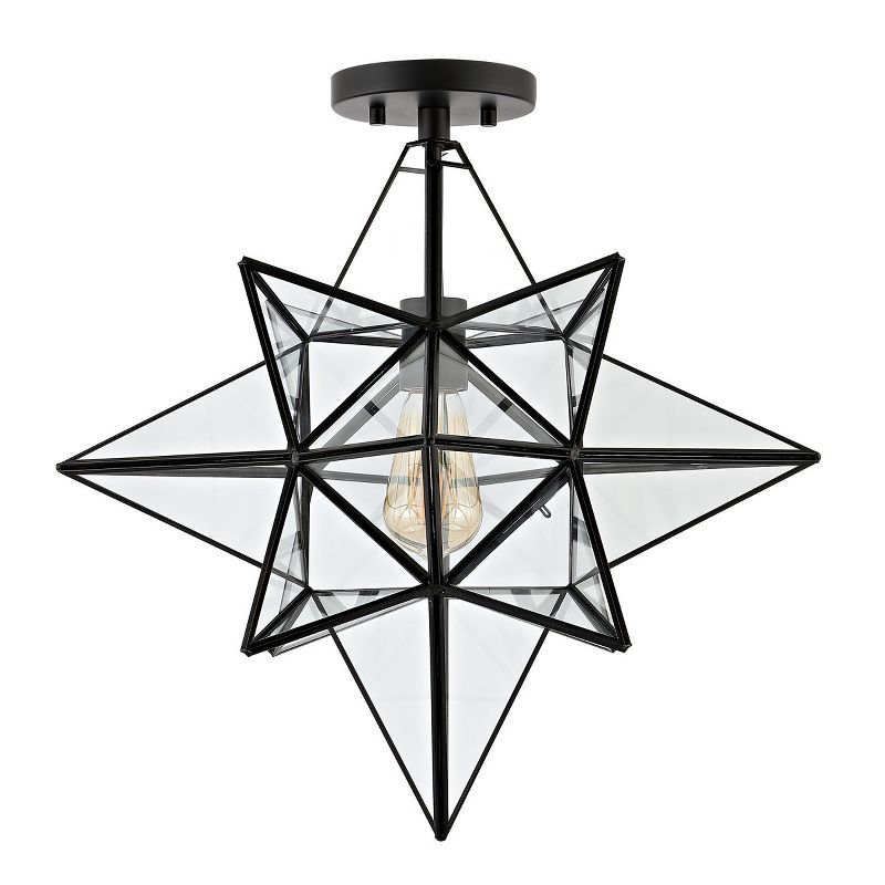 19" Black and Clear Mercury Glass Star-Shaped Flush Mount