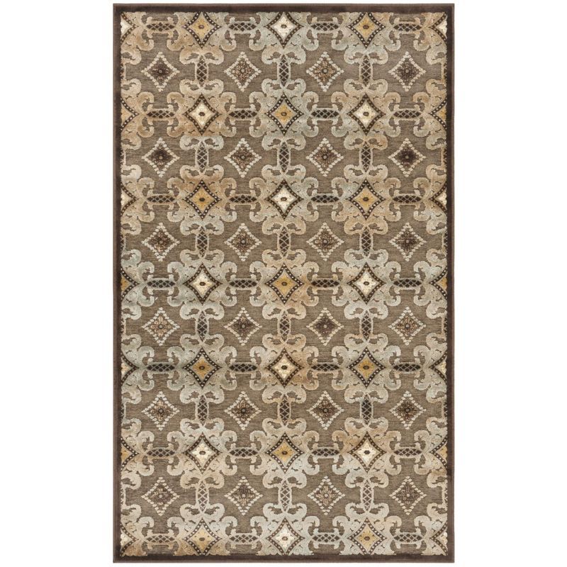 Handmade Brown Wool and Viscose Geometric Area Rug, 3'3" x 5'3"