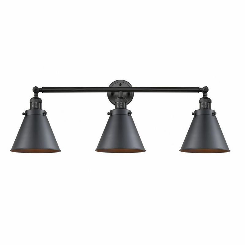 Matte Black 32" Brass 3-Light Dimmable Vanity Fixture