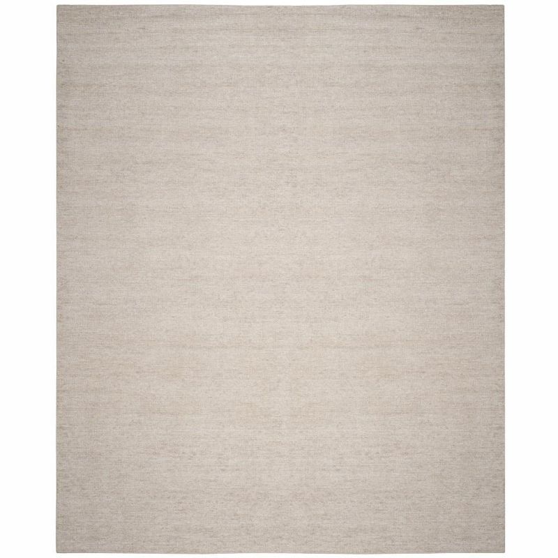 Light Grey Hand-Knotted Wool and Viscose 8' x 10' Area Rug