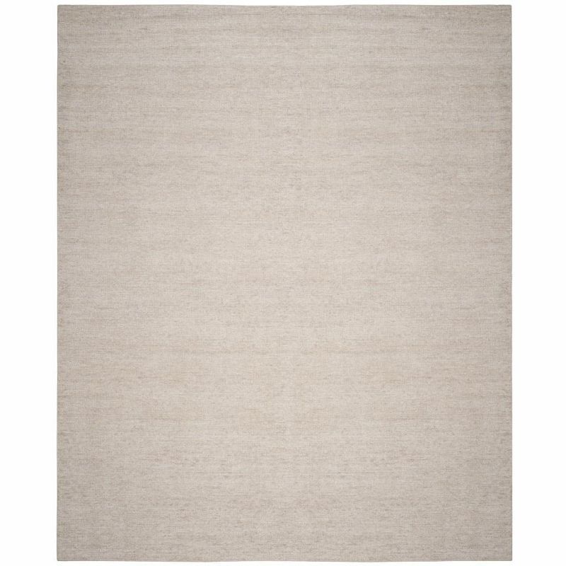 Light Grey Hand-Knotted Wool and Viscose 8' x 10' Area Rug