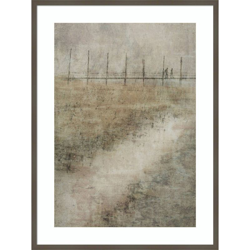 Large Abstract Landscape Gray Wood Framed Wall Art Print