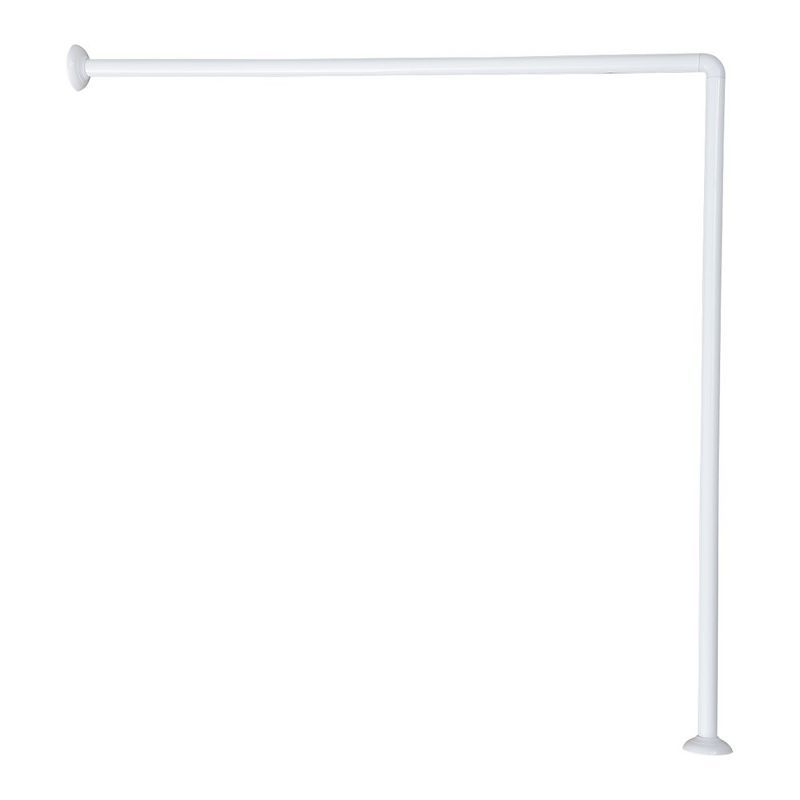 White L-Shaped Wall Mounted Corner Shower Curtain Rod