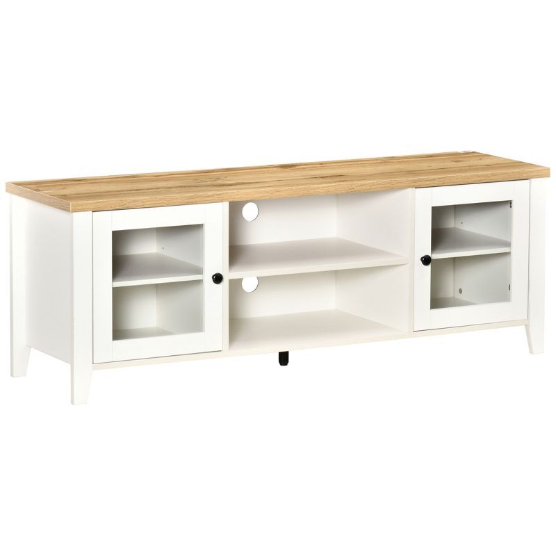 Modern White Entertainment Center with Spacious Storage