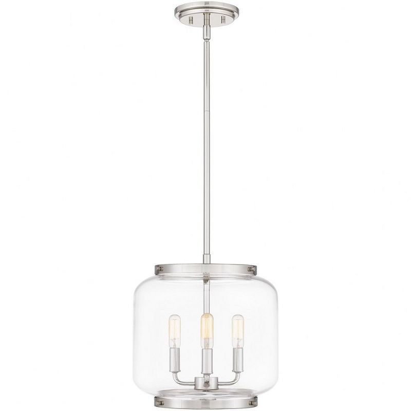 Polished Nickel Glass Drum Mini Pendant Light