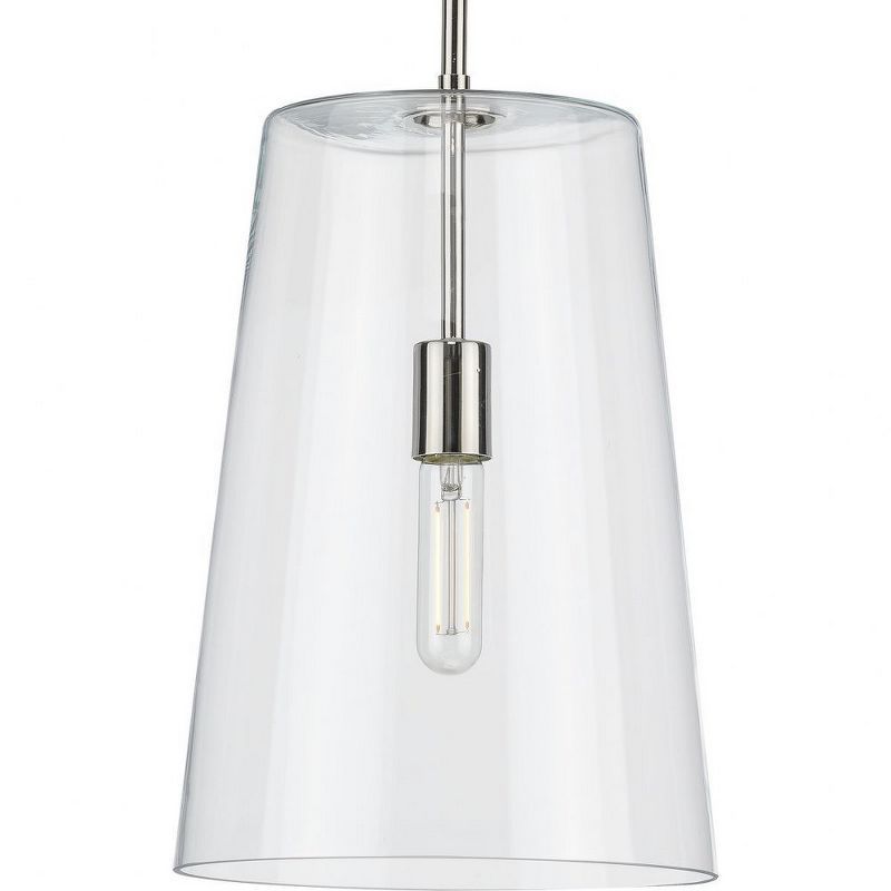 Clarion Polished Nickel 10.5" Pendant with Clear Glass Shade