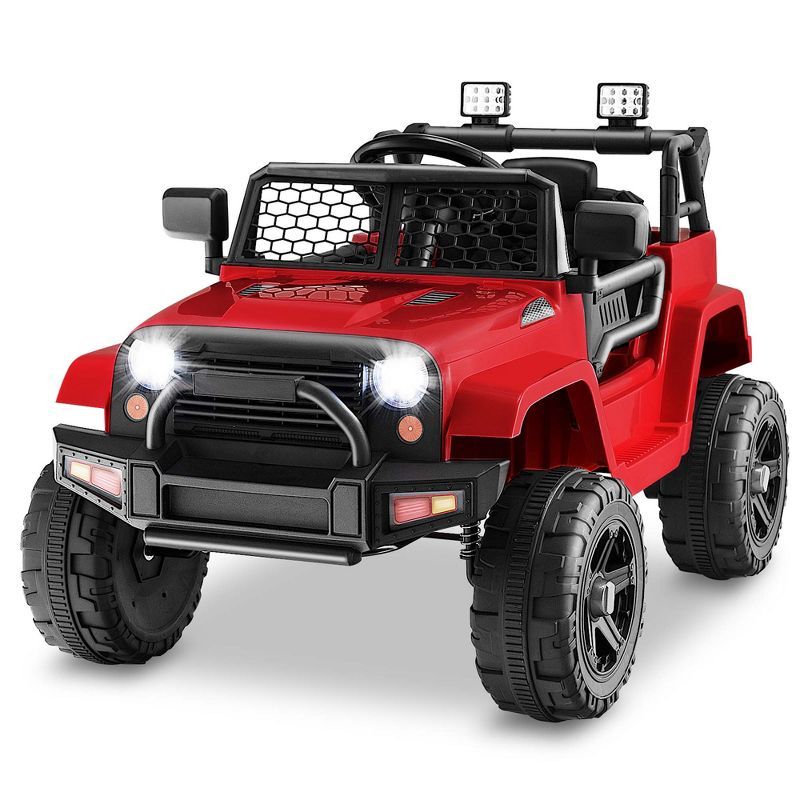 Red 12V Kids Ride-On Truck with Remote Control and Music