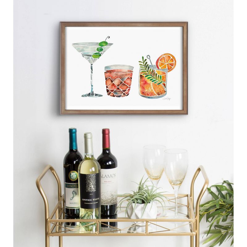 Classic Cocktails Framed Glass Wall Art with Gold Frame