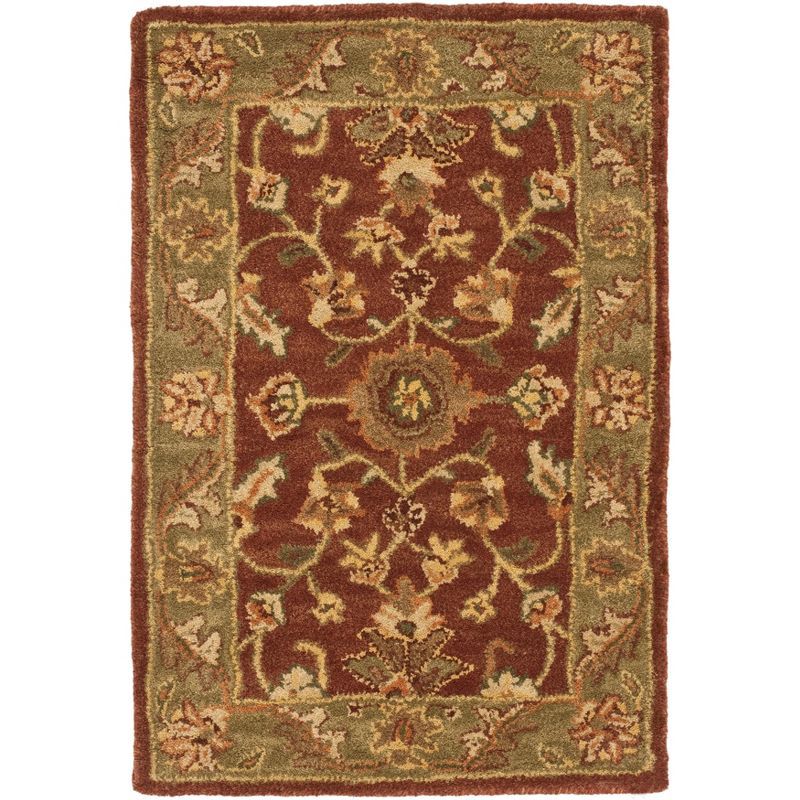 Rustic Elegance 24" Rust/Green Hand-Tufted Wool Accent Rug