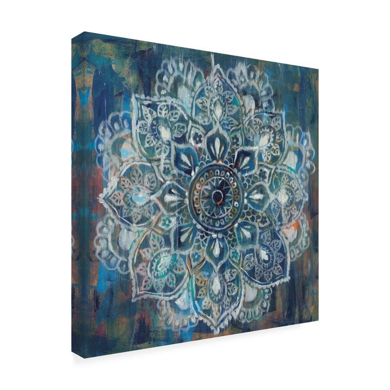 Large Blue and White Mandala Abstract Canvas Art