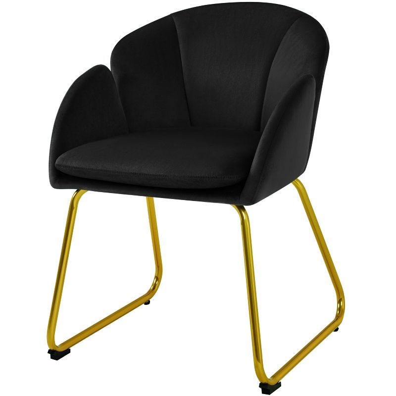 Black Velvet Barrel Accent Chair with Gold Metal Legs