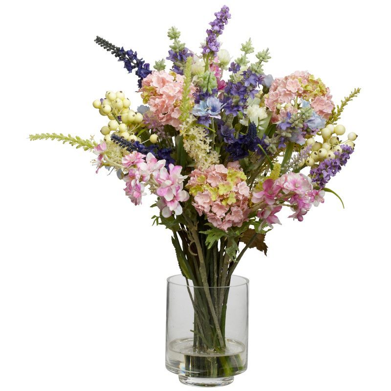 Spring Blossom Hydrangea and Lavender 16" Tabletop Arrangement