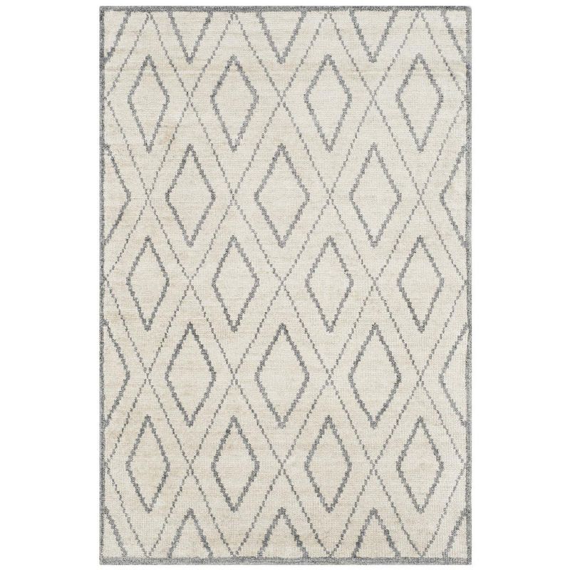 Gray Hand-Knotted Wool and Silk 4' x 6' Area Rug