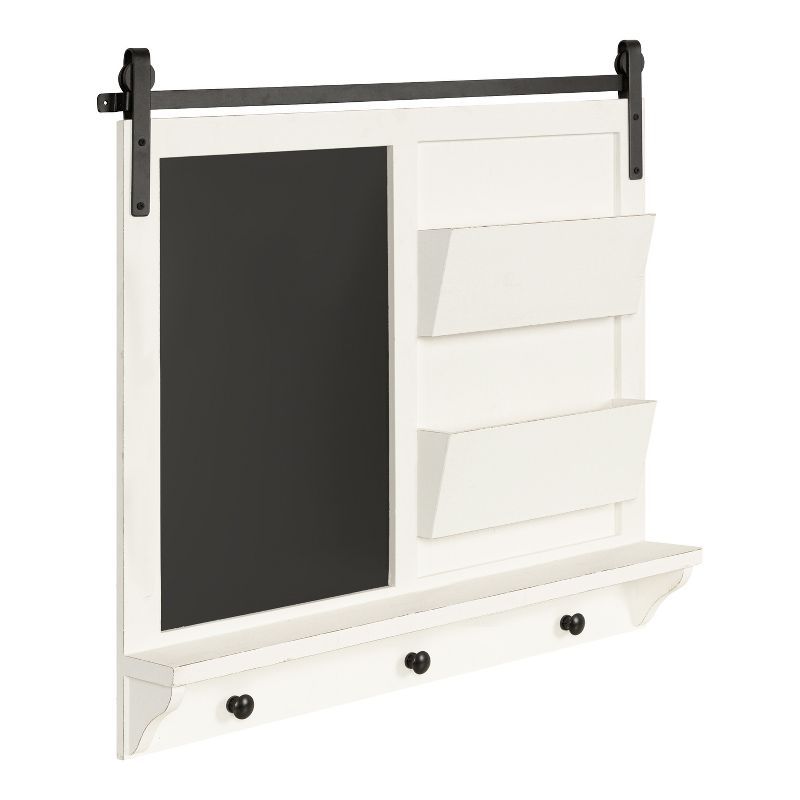 White Magnetic Wall Organizer with Chalkboard and Pockets