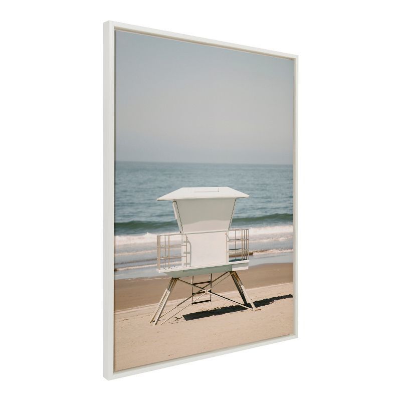 Sylvie Surf Shack Coastal Canvas Print with White Frame