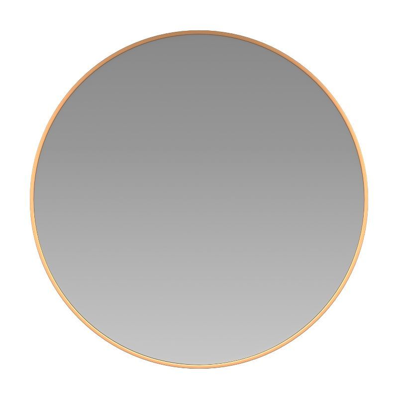 30" Round Gold Aluminum Framed Accent Mirror