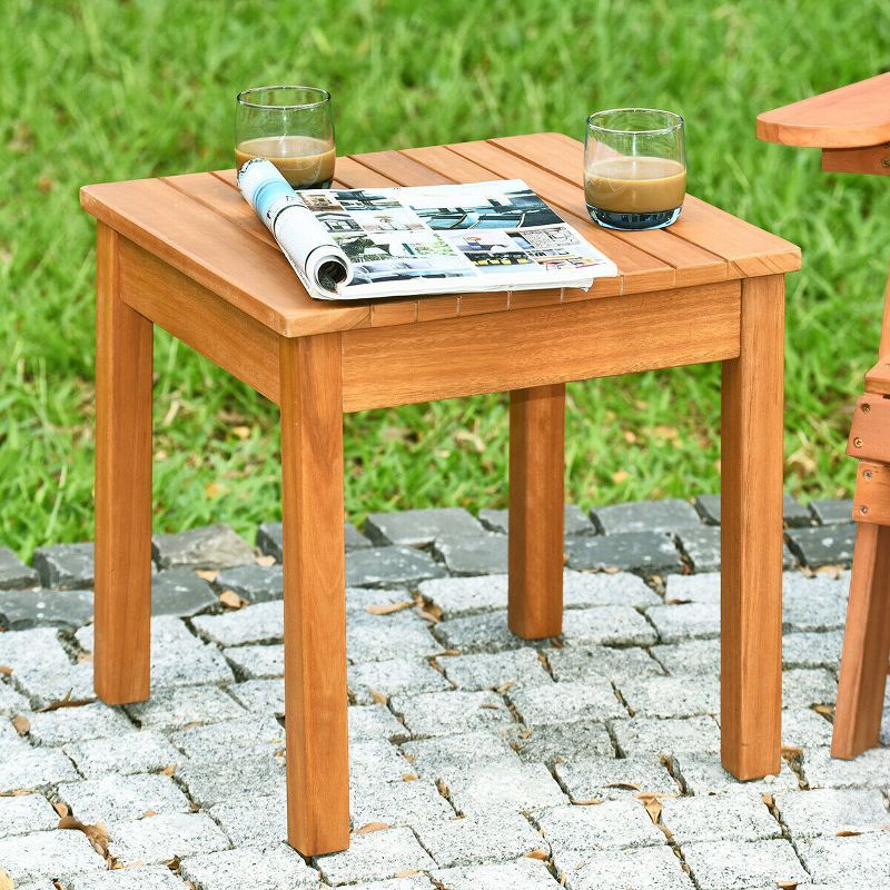 Natural Acacia Wood Square Side Table for Indoor/Outdoor Use